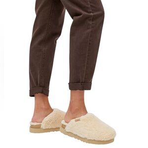 UGG Natural Fuzz Sugar Wool Faux Fur Slide Slipper